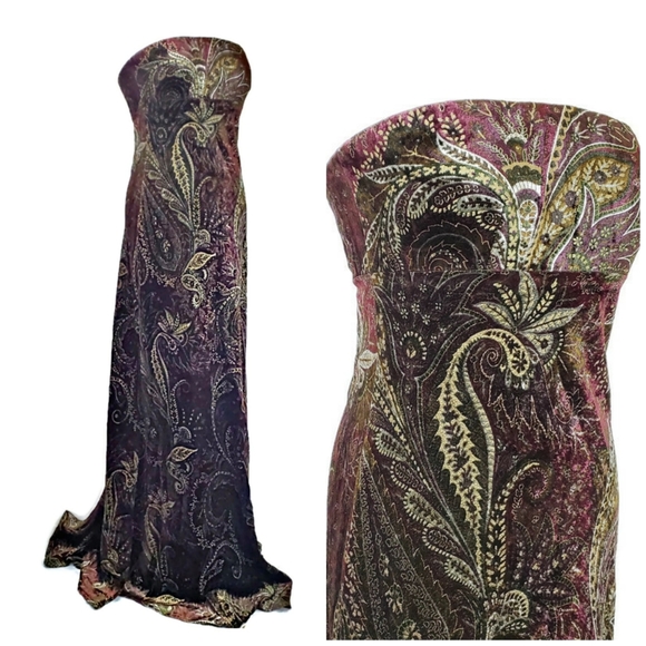 Ralph Lauren Black Label Velvet Paisley Gown Train